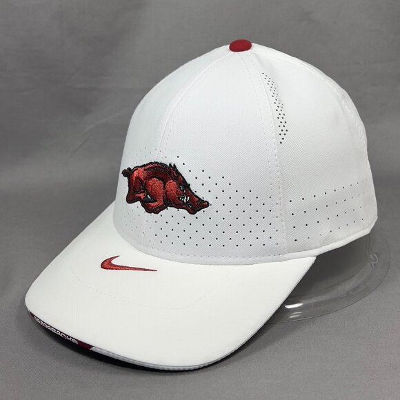 Arkansas Razorbacks NCAA Strapback Hat Nike Swoosh Dri Fit Perforated Hogs Mens - Picture 1 of 15